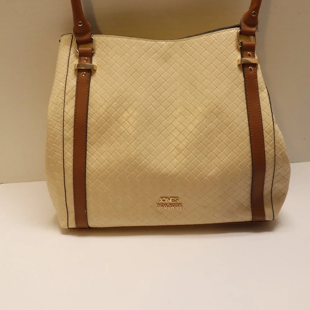 Jones NY Signature Cream Satchel Handbag in Good Condition